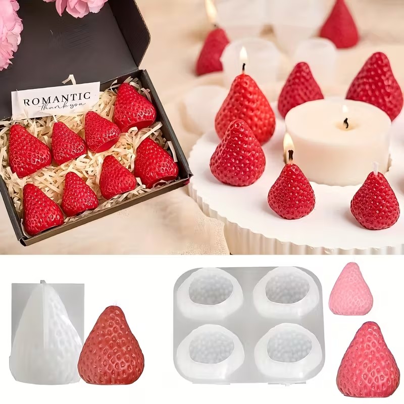 Soap Making Vendors - Cetakan Lilin Silikon Bentuk Stroberi untuk